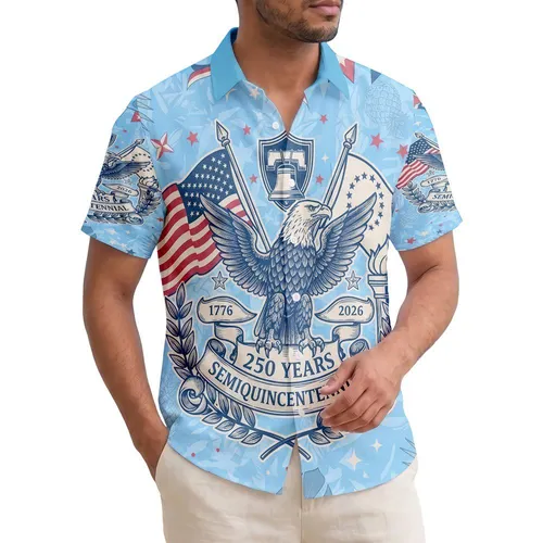 Bald Eagle American Flag 1776-2026 - USA 250th Anniversary Independence Day Tropical Hawaiian Shirt