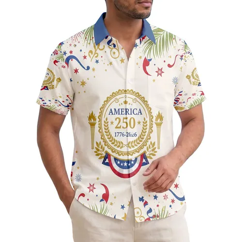 Ornate Patriotic Seal Tropical 1776-2026 - USA 250th Anniversary Independence Day Celebration Hawaiian Shirt