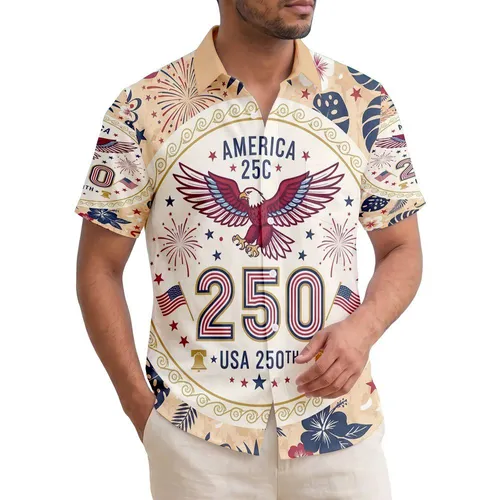 Bald Eagle American Flag 1776-2026 - USA 250th Anniversary Hawaiian Design Hawaiian Shirt