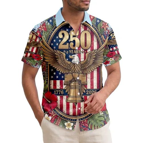 Bald Eagle American Flag 1776-2026 - USA 250th Anniversary Independence Day Gift for Dad Hawaiian Shirt