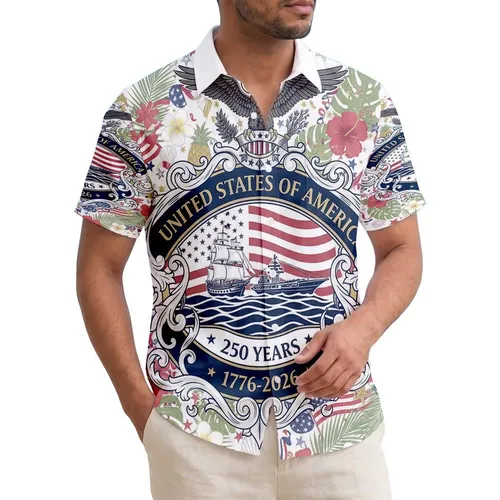 Bald Eagle American Flag 1776-2026 Commemorative - USA 250th Anniversary Independence Day Hawaiian Shirt