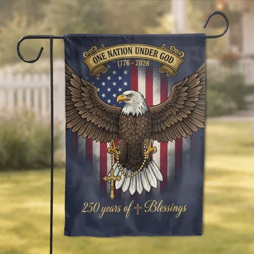 Bald Eagle American Flag Rosary - One Nation Under God 250th Anniversary 1776-2026 Garden Flag