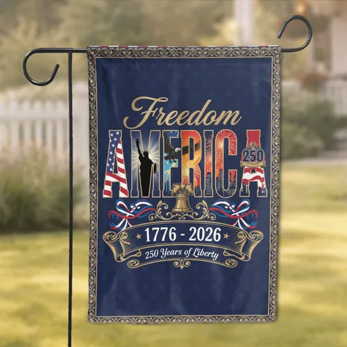 AMERICA Patriotic Letters - Eagle Liberty Bell 1776-2026 USA 250th Anniversary Garden Flag