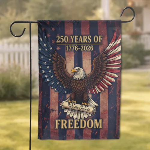 Bald Eagle American Flag 1776-2026 - We The People 250th Anniversary Freedom Design Garden Flag