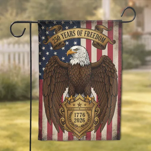 Bald Eagle American Flag 1776-2026 - USA 250th Anniversary Patriotic Shield Garden Flag