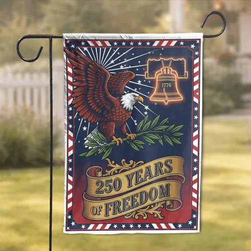 Bald Eagle Liberty Bell 1776-2026 American Flag - USA 250 Years of Freedom Garden Flag