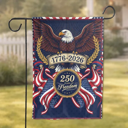 Bald Eagle American Flag 1776-2026 - USA 250th Anniversary Freedom Gift for Veterans Garden Flag