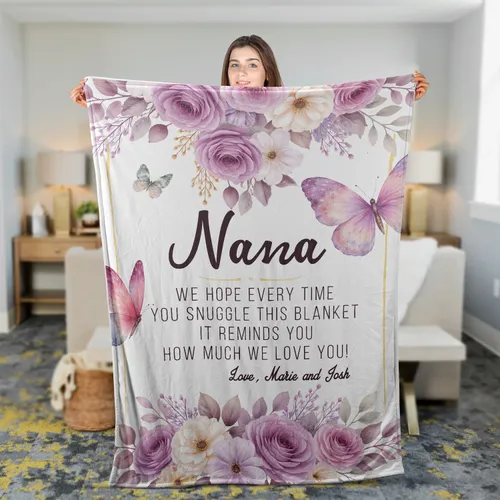 Personalized Name Blanket, Family Blanket, Personalized Grandma Blanket, Nana Gift, Mothers Day Gift, Gift for Grandma