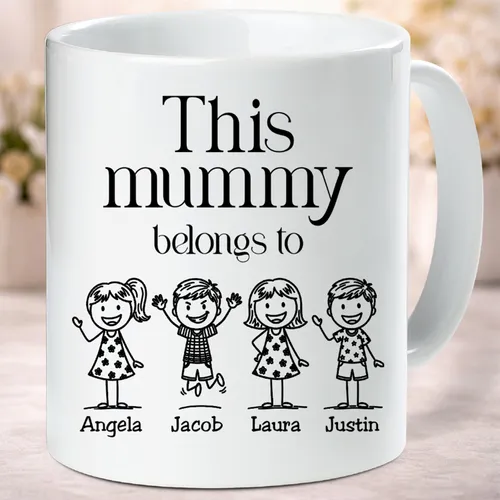 Personalized Mummy Belongs To Mug With Children Names Mother's Day Gift for New Mum Mama Mom Mommy Children