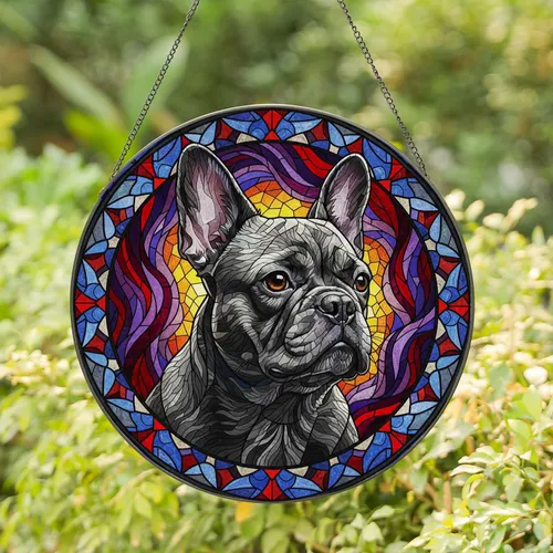 French Bulldog Stained Glass - Tiffany Style Mosaic Pet Lover Home Decor Collectible Gift Stained Glass Suncatcher
