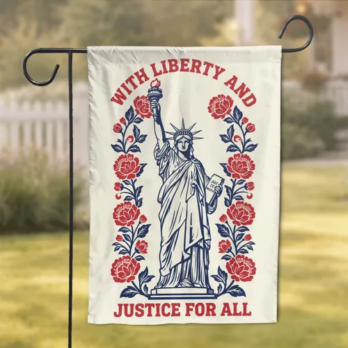 Statue of Liberty 1776-2026 USA 250th Anniversary - 'With Liberty & Justice For All' Garden Flag