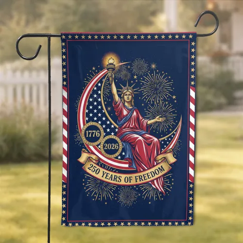 Lady Liberty 1776-2026 American Flag Design - USA 250th Anniversary Freedom Banner Garden Flag