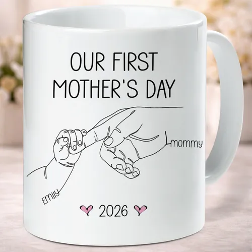 Our First Mother's Day Mug Personalized Name Mug For Mom, First Time Mom Gifts, First Mother's Day Gifts From Baby