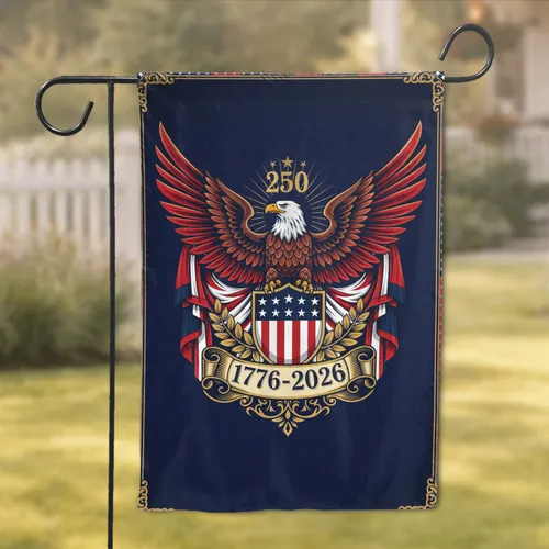 Bald Eagle American Flag 1776-2026 - USA 250th Anniversary Independence Day Gift for Dad Garden Flag