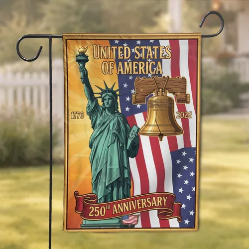 Statue of Liberty American Flag Liberty Bell - USA 250th Patriotic 1776-2026 Garden Flag