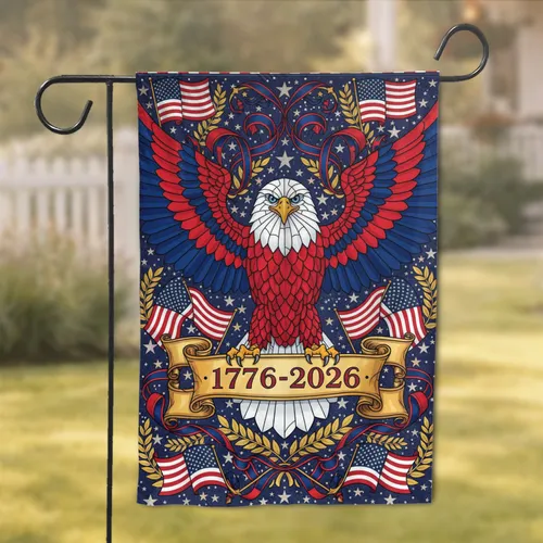 Bald Eagle American Flag 1776-2026 - USA 250th Anniversary Patriotic Gift for Veterans Garden Flag