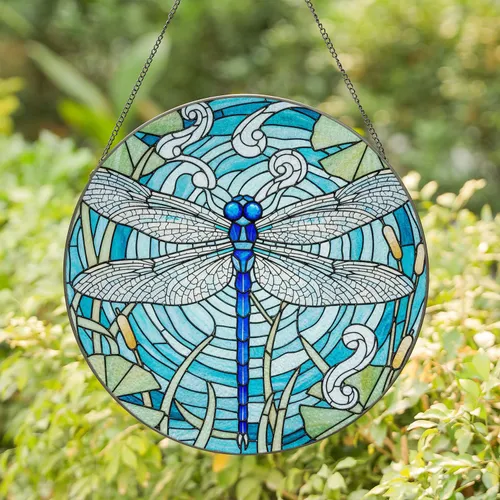 Majestic Dragonfly Stained Glass Mosaic - Intricate Jewel Tone Tiffany Art Gift Stained Glass Suncatcher