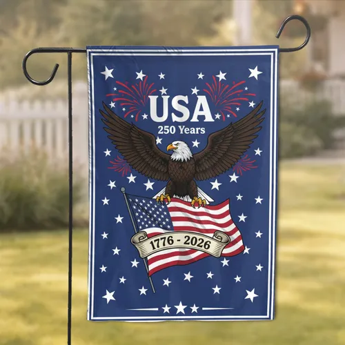 Bald Eagle American Flag 1776-2026 - USA 250th Anniversary Independence Day Gift for Dad Garden Flag