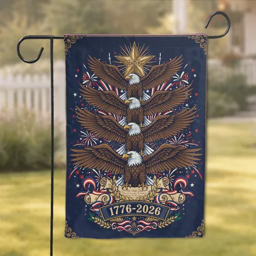 Bald Eagle American Flag 1776-2026 USA 250th Anniversary Patriotic Gift for Veterans Garden Flag