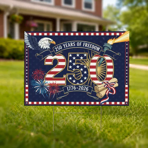 USA 250 Years of Freedom 1776-2026 - America's 250th Anniversary Bald Eagle Torch Yard Sign