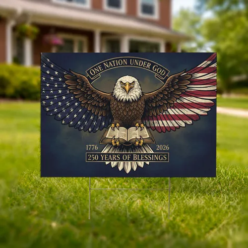 Bald Eagle American Flag 1776-2026 - USA 250th Anniversary Patriotic One Nation Under God Yard Sign