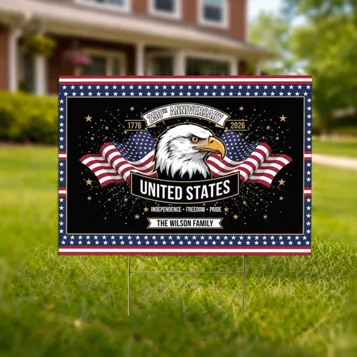 Bald Eagle American Flag 1776-2026 - USA 250th Anniversary Independence Freedom Yard Sign