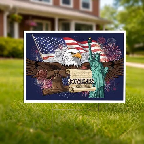 Bald Eagle American Flag Liberty Bell 1776-2026 - USA 250th Anniversary Patriotic Gift Yard Sign