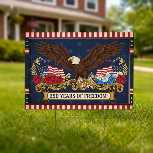 Bald Eagle American Flag 1776-2026 - USA 250th Anniversary Patriotic Celebration Yard Sign