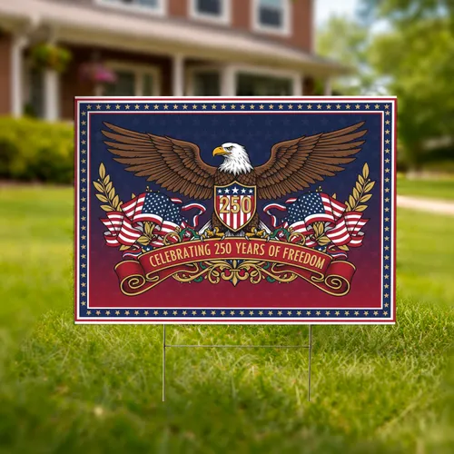 Bald Eagle American Flag 1776-2026 - USA 250th Anniversary Freedom Celebration Yard Sign