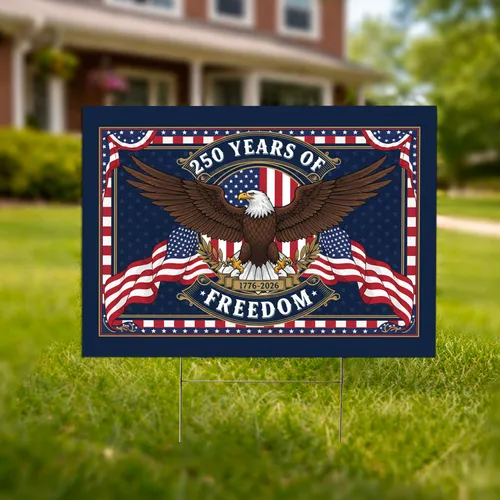Bald Eagle American Flag 1776-2026 - USA 250 Years Freedom Patriotic Independence Day Yard Sign