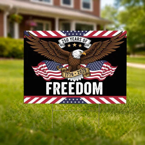 Bald Eagle American Flag 1776-2026 - USA 250th Anniversary Independence Day Heritage Yard Sign