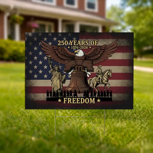 Bald Eagle Liberty Bell American Flag 1776-2026 - USA 250th Anniversary Independence Day Yard Sign
