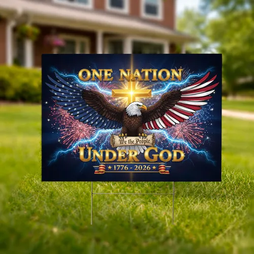 Bald Eagle American Flag We the People - USA 250th Anniversary 1776-2026 One Nation Under God Yard Sign