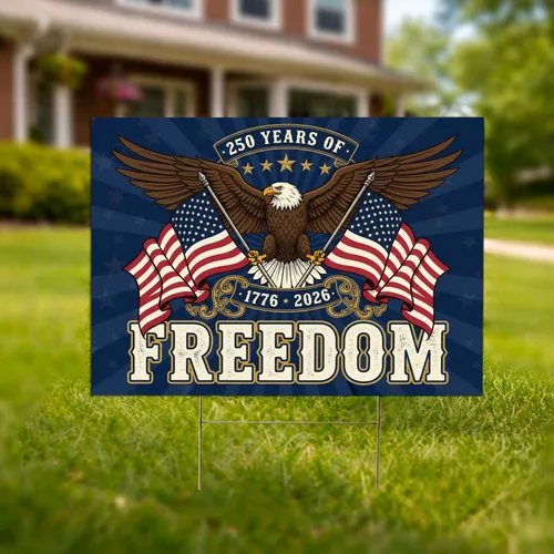 Bald Eagle American Flag 1776-2026 - USA 250th Anniversary Freedom Celebration Yard Sign