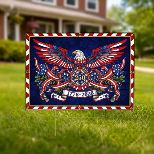 Bald Eagle American Flag 1776-2026 - USA 250th Anniversary Patriotic Gift for Veterans Yard Sign