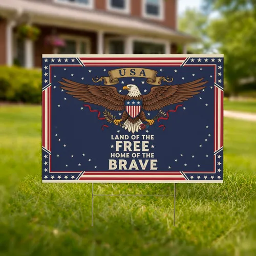 Bald Eagle American Flag Land of the Free 1776-2026 USA 250th Anniversary Decor Yard Sign
