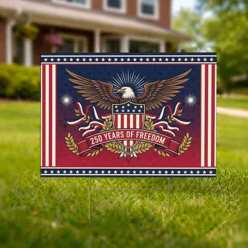 Bald Eagle American Flag 1776-2026 - USA 250th Anniversary Freedom Celebration Yard Sign