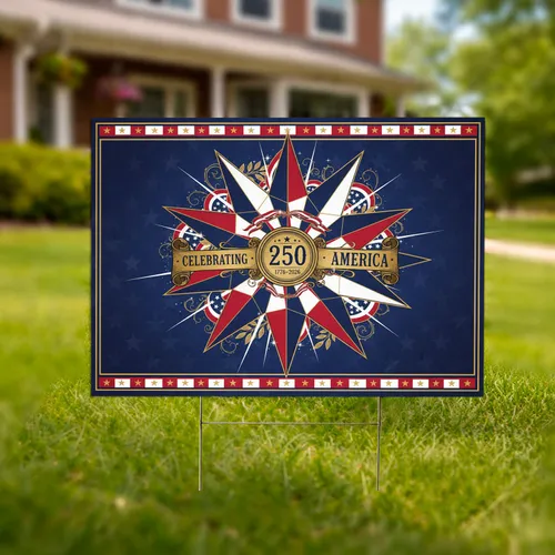 USA 250th Anniversary Star 1776-2026 - Celebrating America Patriotic Commemoration Yard Sign