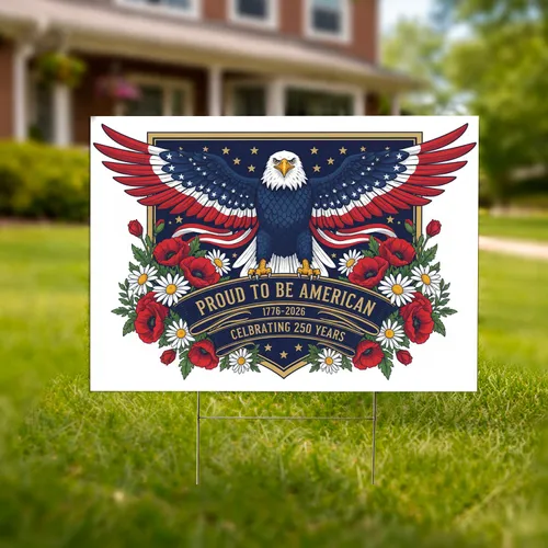 Bald Eagle American Flag 1776-2026 - USA 250th Anniversary Patriotic Gift for Veterans Yard Sign