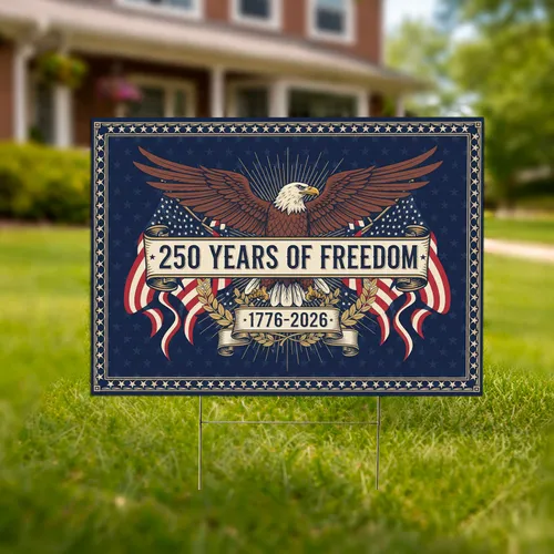 Bald Eagle American Flag 1776-2026 - USA 250th Anniversary Independence Day Gift for Dad Yard Sign