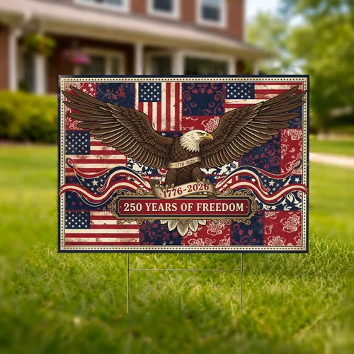 Bald Eagle American Flag 1776-2026 - USA 250th Anniversary Freedom Commemoration Yard Sign