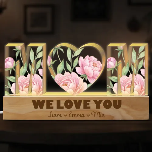 Personalized Mother's Day Name Lamp, Custom Acrylic Night Light
