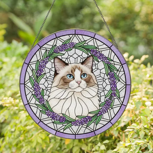 Custom Pet Portrait Stained Glass Suncatcher, Dog & Cat Photo from Glass Art, Custom Dog Portrait from Photo, Pet Memorial Gifts
