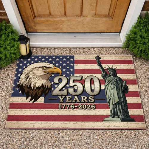Bald Eagle Statue of Liberty American Flag 1776-2026 USA 250th Anniversary Heritage Doormat