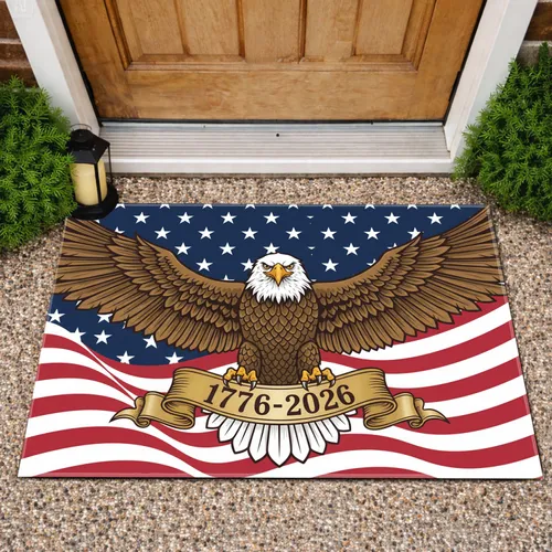 Bald Eagle American Flag 1776-2026 - USA 250th Anniversary Vintage Americana Design Doormat