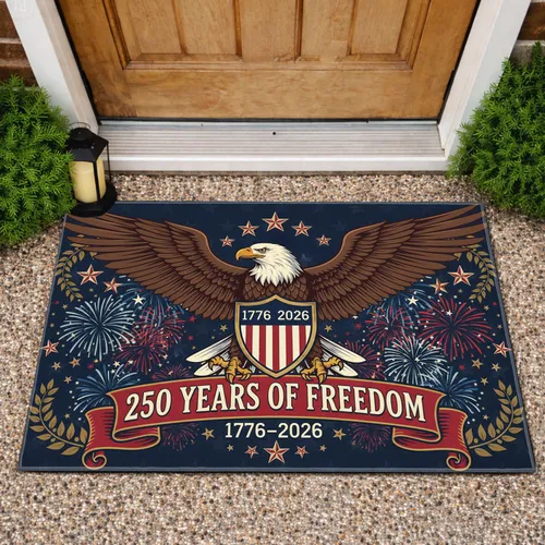Bald Eagle American Flag 1776-2026 - USA 250 Years of Freedom Patriotic Gift for Veterans Doormat