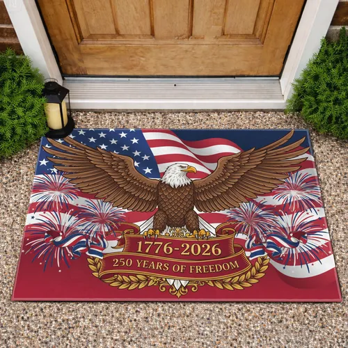 Bald Eagle American Flag 1776-2026 - USA 250th Anniversary Independence Day Freedom Display Doormat