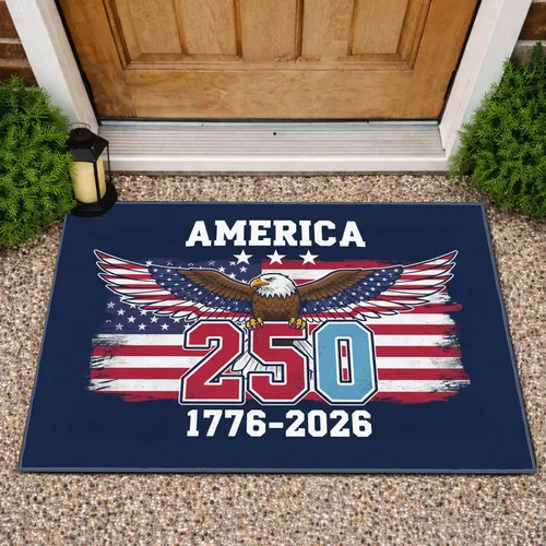 Bald Eagle American Flag 250th Anniversary 1776-2026 - USA Independence Day Decor Doormat