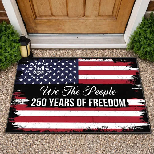 Distressed American Flag We The People 1776-2026 - USA 250 Years of Freedom Anniversary Doormat