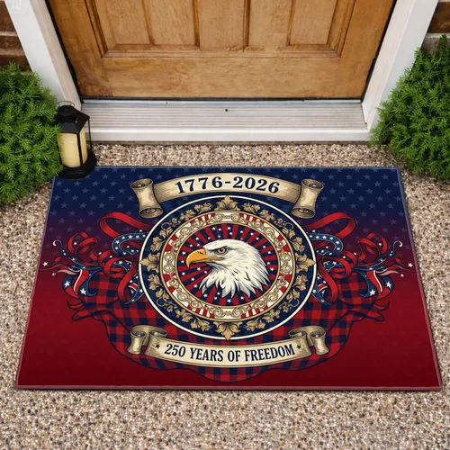 Bald Eagle American Flag 1776-2026 - USA 250th Anniversary Independence Day for Veterans Doormat